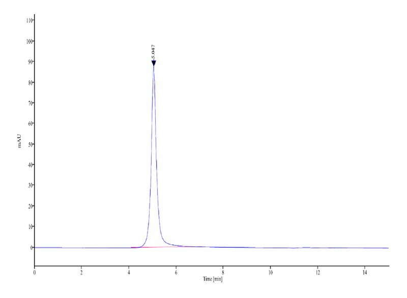 The purity of Biotinylated Human STEAP1 VLP is greater than 95% as determined by SEC-HPLC.Biotinylated Human STEAP1 VLP, Active