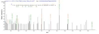 Based on the SEQUEST from database of E.coli host and target protein, the LC-MS/MS Analysis result of this product could indicate that this peptide derived from E.coli-expressed Homo sapiens (Human) AADAC.Recombinant Human Arylacetamide Deacetylase (AADAC) Protein (His-SUMO&Myc)