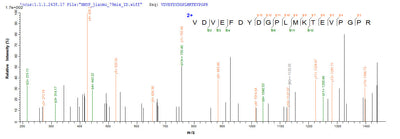 Based on the SEQUEST from database of E.coli host and target protein, the LC-MS/MS Analysis result of this product could indicate that this peptide derived from E.coli-expressed Homo sapiens (Human) ABAT.Recombinant Human 4-Aminobutyrate Aminotransferase, Mitochondrial (ABAT) Protein (His-SUMO&Myc)