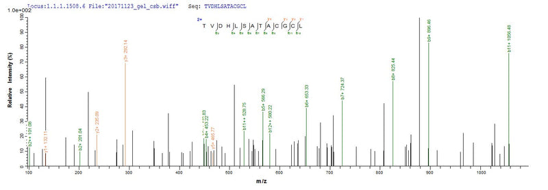 Based on the SEQUEST from database of E.coli host and target protein, the LC-MS/MS Analysis result of this product could indicate that this peptide derived from E.coli-expressed Rattus norvegicus (Rat) Artn.