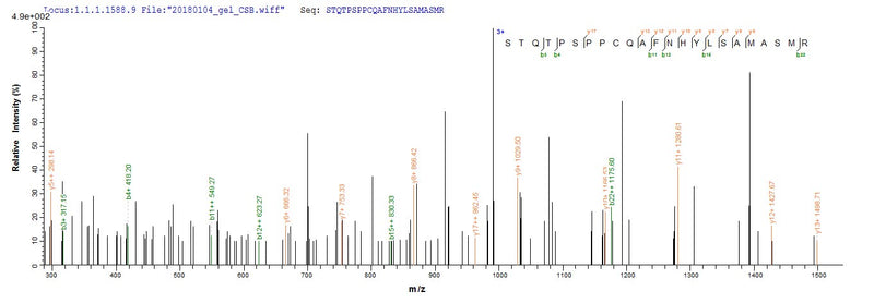 Based on the SEQUEST from database of E.coli host and target protein, the LC-MS/MS Analysis result of this product could indicate that this peptide derived from E.coli-expressed Homo sapiens (Human) BCL2L11.