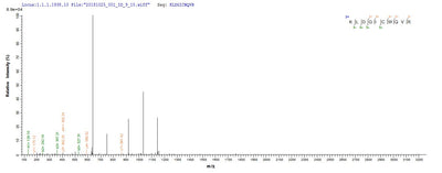 Based on the SEQUEST from database of E.coli host and target protein, the LC-MS/MS Analysis result of this product could indicate that this peptide derived from E.coli-expressed Homo sapiens (Human) C8G.