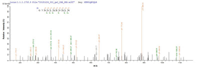 Based on the SEQUEST from database of E.coli host and target protein, the LC-MS/MS Analysis result of this product could indicate that this peptide derived from E.coli-expressed Mus musculus (Mouse) Ctsg.