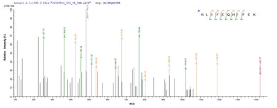 Based on the SEQUEST from database of E.coli host and target protein, the LC-MS/MS Analysis result of this product could indicate that this peptide derived from E.coli-expressed Bos taurus (Bovine) FDX1.Recombinant Bovine Adrenodoxin, Mitochondrial (FDX1) Protein (His)