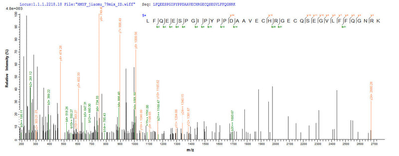Based on the SEQUEST from database of E.coli host and target protein, the LC-MS/MS Analysis result of this product could indicate that this peptide derived from E.coli-expressed Rattus norvegicus (Rat) Hpx.