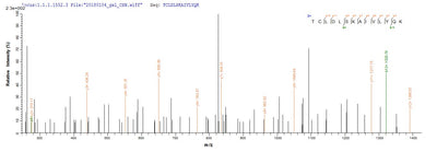 Based on the SEQUEST from database of E.coli host and target protein, the LC-MS/MS Analysis result of this product could indicate that this peptide derived from E.coli-expressed Homo sapiens (Human) ICA1.