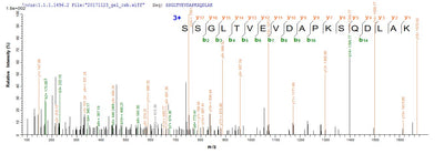 Based on the SEQUEST from database of E.coli host and target protein, the LC-MS/MS Analysis result of this product could indicate that this peptide derived from E.coli-expressed Homo sapiens (Human) KRT18.Recombinant Human Keratin, Type I Cytoskeletal 18 (KRT18) Protein (His)
