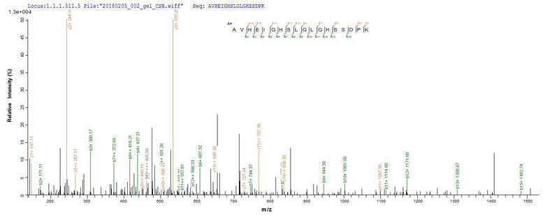 Based on the SEQUEST from database of E.coli host and target protein, the LC-MS/MS Analysis result of this product could indicate that this peptide derived from E.coli-expressed Homo sapiens (Human) MMP12.