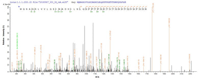 Based on the SEQUEST from database of E.coli host and target protein, the LC-MS/MS Analysis result of this product could indicate that this peptide derived from E.coli-expressed Escherichia coli (strain K12) rbsK.Recombinant E.Coli Ribokinase (RBSK) Protein (His)