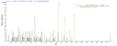 Based on the SEQUEST from database of E.coli host and target protein, the LC-MS/MS Analysis result of this product could indicate that this peptide derived from E.coli-expressed Homo sapiens (Human) SPI1.Recombinant Human Transcription Factor Pu.1 (SPI1) Protein (His)