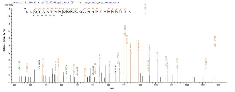 Based on the SEQUEST from database of E.coli host and target protein, the LC-MS/MS Analysis result of this product could indicate that this peptide derived from E.coli-expressed Homo sapiens (Human) STAT3.Recombinant Human Signal Transducer And Activator Of Transcription 3 (STAT3) Protein (His-SUMO)