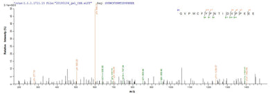 Based on the SEQUEST from database of E.coli host and target protein, the LC-MS/MS Analysis result of this product could indicate that this peptide derived from E.coli-expressed Homo sapiens (Human) TFF1.Recombinant Human Trefoil Factor 1 (TFF1) Protein (GST)