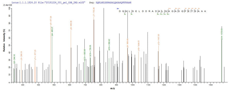 Based on the SEQUEST from database of E.coli host and target protein, the LC-MS/MS Analysis result of this product could indicate that this peptide derived from E.coli-expressed Homo sapiens (Human) VAMP2.