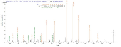 Based on the SEQUEST from database of E.coli host and target protein, the LC-MS/MS Analysis result of this product could indicate that this peptide derived from E.coli-expressed Influenza A virus (strain A/Shanghai/16/1989 H3N2) NP.Recombinant Influenza A Virus Nucleoprotein (NP) Protein (His)