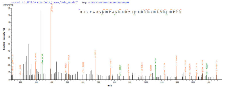 Based on the SEQUEST from database of E.coli host and target protein, the LC-MS/MS Analysis result of this product could indicate that this peptide derived from E.coli-expressed Influenza A virus (strain A/Beijing/353/1989 H3N2) NP.Recombinant Influenza A Virus Nucleoprotein (NP) Protein (His-SUMO)