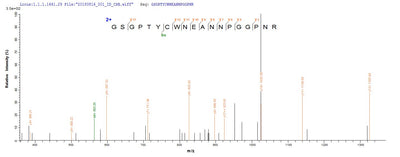 Based on the SEQUEST from database of E.coli host and target protein, the LC-MS/MS Analysis result of this product could indicate that this peptide derived from E.coli-expressed Schistosoma mansoni (Blood fluke) N/A.