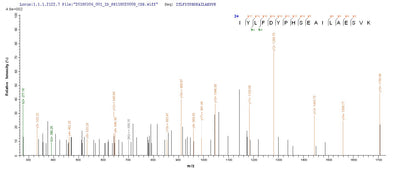 Based on the SEQUEST from database of E.coli host and target protein, the LC-MS/MS Analysis result of this product could indicate that this peptide derived from E.coli-expressed Vaccinia virus (strain Copenhagen) (VACV) K3L.Recombinant Vaccinia Virus Protein K3 (K3L) Protein (His-SUMO)
