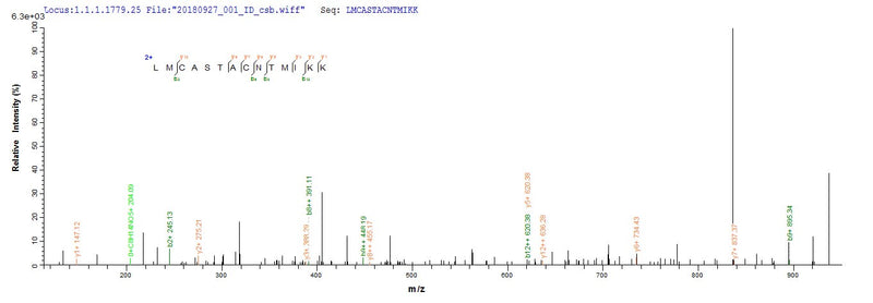 Based on the SEQUEST from database of E.coli host and target protein, the LC-MS/MS Analysis result of this product could indicate that this peptide derived from E.coli-expressed Phytophthora cryptogea N/A.Recombinant Phytophthora Cryptogea Beta-Elicitin Cryptogein (CRY) Protein (His&Myc)