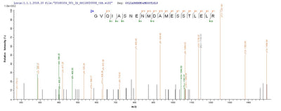 Based on the SEQUEST from database of E.coli host and target protein, the LC-MS/MS Analysis result of this product could indicate that this peptide derived from E.coli-expressed Influenza A virus (strain A/Hong Kong/1/1968 H3N2) NP.Recombinant Influenza A Virus Nucleoprotein (NP) Protein (His-SUMO)