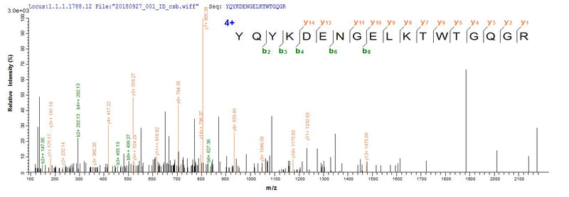 Based on the SEQUEST from database of E.coli host and target protein, the LC-MS/MS Analysis result of this product could indicate that this peptide derived from E.coli-expressed Serratia marcescens hns.