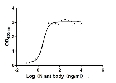 Activity Measured by its binding ability in a functional ELISA. Immobilized N) at 2 μg/ml can bind N Recombinant Antibody, the EC 50 of N Recombinant Antibody is 2.562 - 3.421 ng/ml.Recombinant Sars-Cov-2 Nucleoprotein (N) Protein (His), Active
