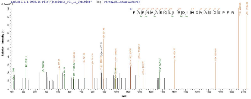Based on the SEQUEST from database of E.coli host and target protein, the LC-MS/MS Analysis result of this product could indicate that this peptide derived from E.coli-expressed Escherichia coli (strain K12) alkB.Recombinant E.Coli Alpha-Ketoglutarate-Dependent Dioxygenase Alkb (ALKB) Protein (His-SUMO&Myc)