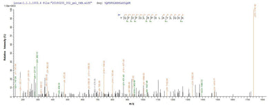 Based on the SEQUEST from database of E.coli host and target protein, the LC-MS/MS Analysis result of this product could indicate that this peptide derived from E.coli-expressed Escherichia coli (strain K12) ompC.