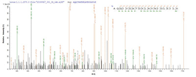 Based on the SEQUEST from database of E.coli host and target protein, the LC-MS/MS Analysis result of this product could indicate that this peptide derived from E.coli-expressed Escherichia coli (strain K12) talB.