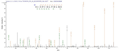 Based on the SEQUEST from database of E.coli host and target protein, the LC-MS/MS Analysis result of this product could indicate that this peptide derived from E.coli-expressed Staphylococcus aureus repD.Recombinant Staphylococcus Aureus Replication Initiation Protein (REPD) Protein (His-SUMO)