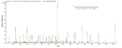 Based on the SEQUEST from database of E.coli host and target protein, the LC-MS/MS Analysis result of this product could indicate that this peptide derived from E.coli-expressed Plasmodium falciparum (isolate K1 / Thailand) MSP-1.Recombinant Plasmodium Falciparum Merozoite Surface Protein 1 (MSP-1) Protein (His)