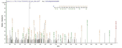 Based on the SEQUEST from database of E.coli host and target protein, the LC-MS/MS Analysis result of this product could indicate that this peptide derived from E.coli-expressed Plasmodium falciparum (isolate K1 / Thailand) MSP-1.Recombinant Plasmodium Falciparum Merozoite Surface Protein 1 (MSP-1) Protein (His)