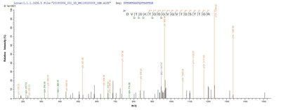 Based on the SEQUEST from database of E.coli host and target protein, the LC-MS/MS Analysis result of this product could indicate that this peptide derived from E.coli-expressed Human parvovirus B19 (isolate AU) (HPV B19) N/A.