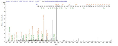 Based on the SEQUEST from database of E.coli host and target protein, the LC-MS/MS Analysis result of this product could indicate that this peptide derived from E.coli-expressed Escherichia coli (strain K12) pal.