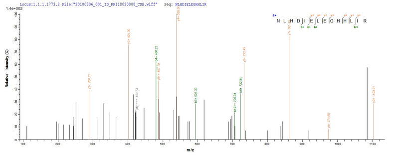 Based on the SEQUEST from database of E.coli host and target protein, the LC-MS/MS Analysis result of this product could indicate that this peptide derived from E.coli-expressed Escherichia coli O6:H1 (strain CFT073 / ATCC 700928 / UPEC) glcC.