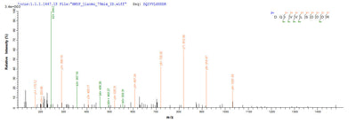 Based on the SEQUEST from database of E.coli host and target protein, the LC-MS/MS Analysis result of this product could indicate that this peptide derived from E.coli-expressed Canis familiaris (Dog) (Canis lupus familiaris) Minor allergen Can f 2.
