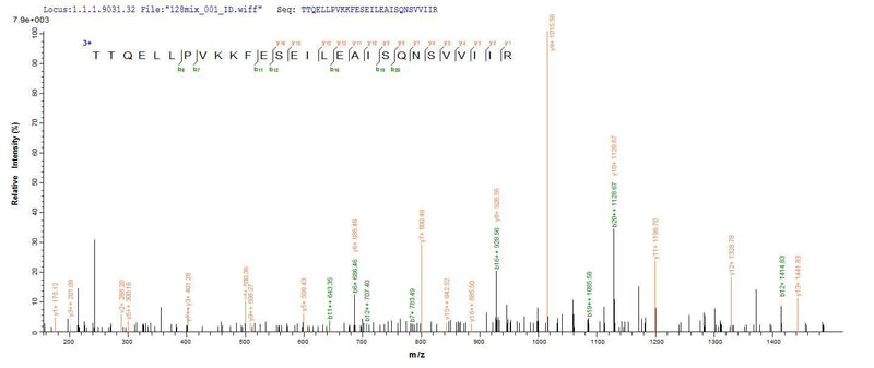 Based on the SEQUEST from database of E.coli host and target protein, the LC-MS/MS Analysis result of this product could indicate that this peptide derived from E.coli-expressed Homo sapiens (Human) DHX9.Recombinant Human Atp-Dependent Rna Helicase A (DHX9) Protein (His-SUMO)