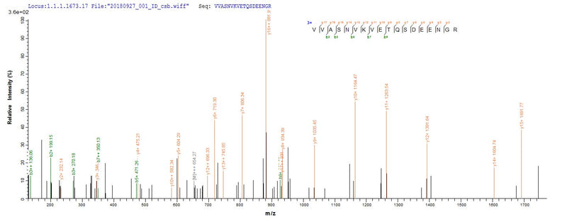 Based on the SEQUEST from database of E.coli host and target protein, the LC-MS/MS Analysis result of this product could indicate that this peptide derived from E.coli-expressed Homo sapiens (Human) IKZF1.Recombinant Human Dna-Binding Protein Ikaros (IKZF1) Protein (His-Avi)