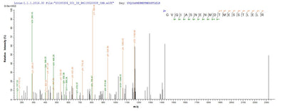 Based on the SEQUEST from database of E.coli host and target protein, the LC-MS/MS Analysis result of this product could indicate that this peptide derived from E.coli-expressed Influenza A virus (strain A/Port Chalmers/1/1973 H3N2) NP.Recombinant Influenza A Virus Nucleoprotein (NP) Protein (His-SUMO)