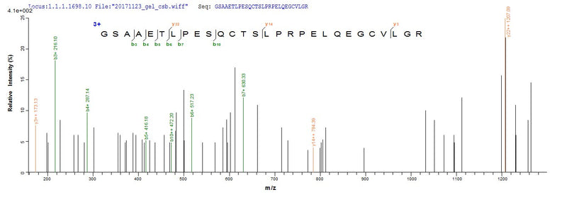 Based on the SEQUEST from database of E.coli host and target protein, the LC-MS/MS Analysis result of this product could indicate that this peptide derived from E.coli-expressed Homo sapiens (Human) ADAMTS18.