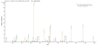Based on the SEQUEST from database of E.coli host and target protein, the LC-MS/MS Analysis result of this product could indicate that this peptide derived from E.coli-expressed Homo sapiens (Human) MYD88.Recombinant Human Myeloid Differentiation Primary Response Protein Myd88 (MYD88) Protein (His)