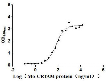 Activity Measured by its binding ability in a functional ELISA. Immobilized Mouse CADM1 at 2μg/mL can bind Mouse CRTAM ， the EC 50 is 52.61-92.92 ng/mL. Biological Activity Assay