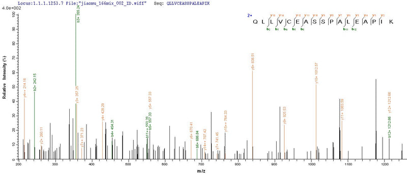 Based on the SEQUEST from database of Mammalian Cell host and target protein, the LC-MS/MS Analysis result of this product could indicate that this peptide derived from Mammalian Cell-expressed Homo sapiens (Human) NPHS1.Recombinant Human Nephrin (NPHS1) Protein (His)