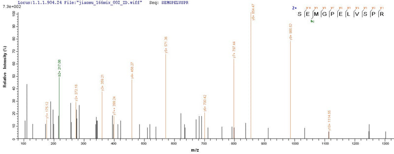 Based on the SEQUEST from database of Mammalian Cell host and target protein, the LC-MS/MS Analysis result of this product could indicate that this peptide derived from Mammalian Cell-expressed Homo sapiens (Human) NPHS1.Recombinant Human Nephrin (NPHS1) Protein (His)