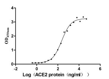 Activity Measured by its binding ability in a functional ELISA. Immobilized SARS-CoV-2-S1-RBD (V483A) at 5 μg/ml can bind human ACE2 , the EC 50 is 196.4-272.1 ng/ml. Biological Activity AssayRecombinant Sars-Cov-2 Spike Glycoprotein (S) Protein (His), Active