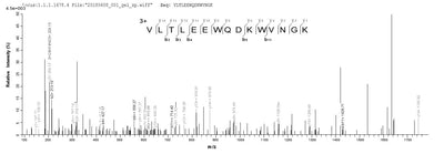 Based on the SEQUEST from database of E.coli host and target protein, the LC-MS/MS Analysis result of this product could indicate that this peptide derived from E.coli-expressed Homo sapiens (Human) TPMT.Recombinant Human Thiopurine S-Methyltransferase (TPMT) Protein (GST)