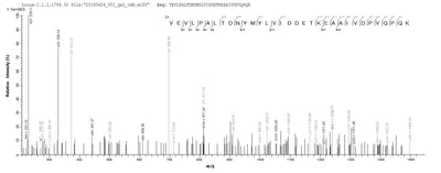 Based on the SEQUEST from database of E.coli host and target protein, the LC-MS/MS Analysis result of this product could indicate that this peptide derived from E.coli-expressed Homo sapiens (Human) HAGH.Recombinant Human Hydroxyacylglutathione Hydrolase, Mitochondrial (HAGH) Protein (GST)