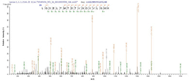 Based on the SEQUEST from database of E.coli host and target protein, the LC-MS/MS Analysis result of this product could indicate that this peptide derived from E.coli-expressed Mycobacterium tuberculosis mpt63.Recombinant Mycobacterium Tuberculosis Immunogenic Protein Mpt63 (MPT63) Protein (His)
