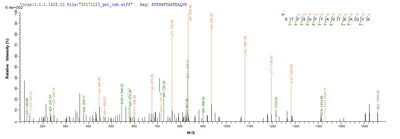Based on the SEQUEST from database of E.coli host and target protein, the LC-MS/MS Analysis result of this product could indicate that this peptide derived from E.coli-expressed Homo sapiens (Human) ASGR1.Recombinant Human Asialoglycoprotein Receptor 1 (ASGR1) Protein (His)