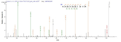 Based on the SEQUEST from database of Yeast host and target protein, the LC-MS/MS Analysis result of this product could indicate that this peptide derived from Yeast-expressed Homo sapiens (Human) GYPA GPA.Recombinant Human Glycophorin (GYPA) Protein (His)