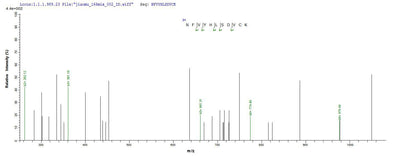 Based on the SEQUEST from database of Yeast host and target protein, the LC-MS/MS Analysis result of this product could indicate that this peptide derived from Yeast-expressed Mus musculus (Mouse) Jchain.Recombinant Mouse Immunoglobulin J Chain (JCHAIN) Protein (His)